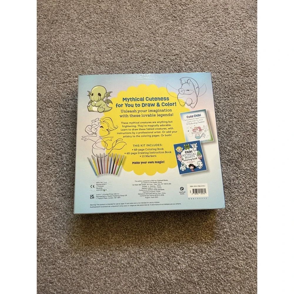 Chartwell Books Draw & Color Chibi Mythical Beasts Kids OS Blue New Activity Kit